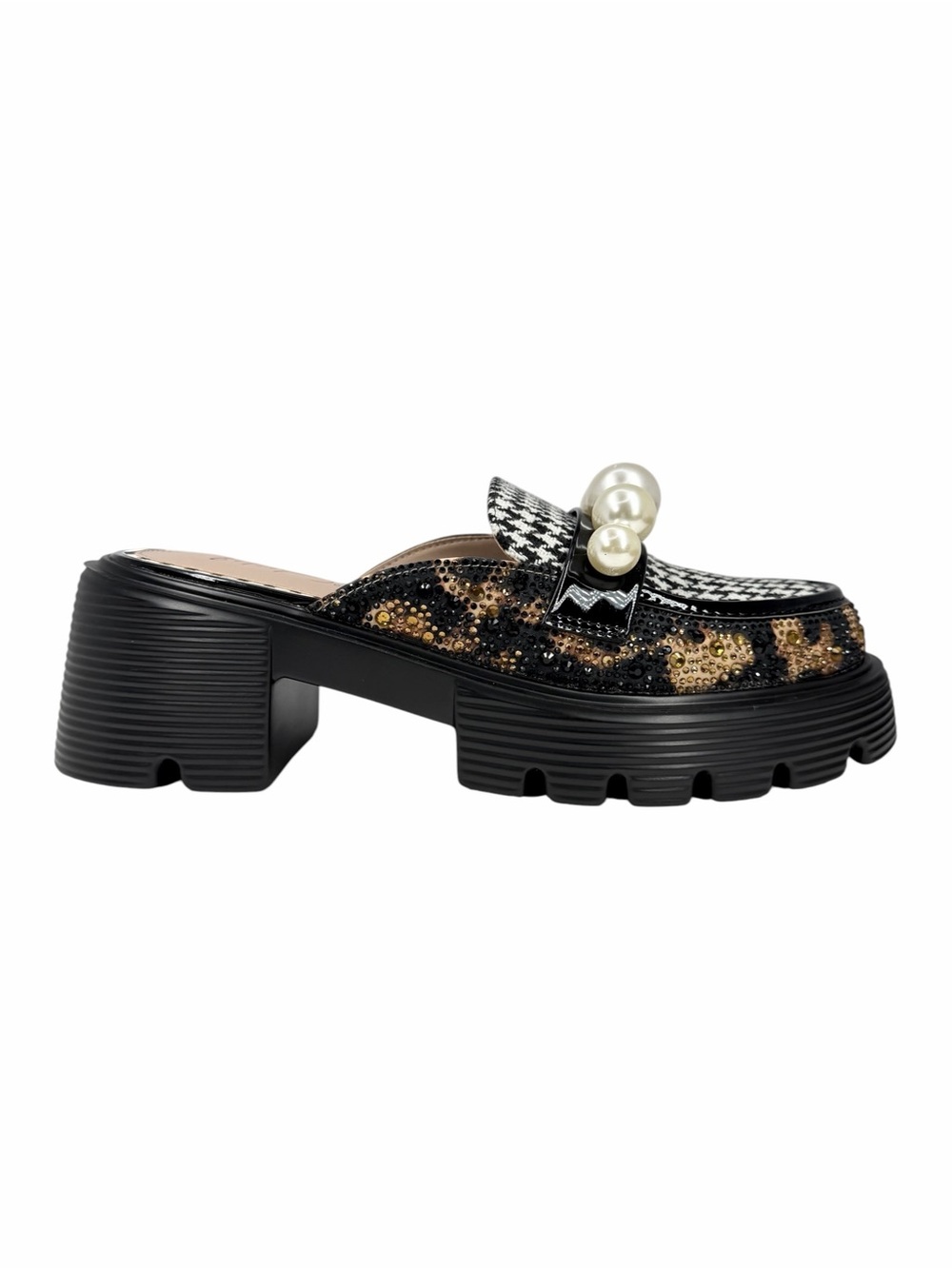 Betsey Johnson Women's Haizel Platform Slip-On Loafers Leopard Houndstooth 7M - Picture 2 of 12
